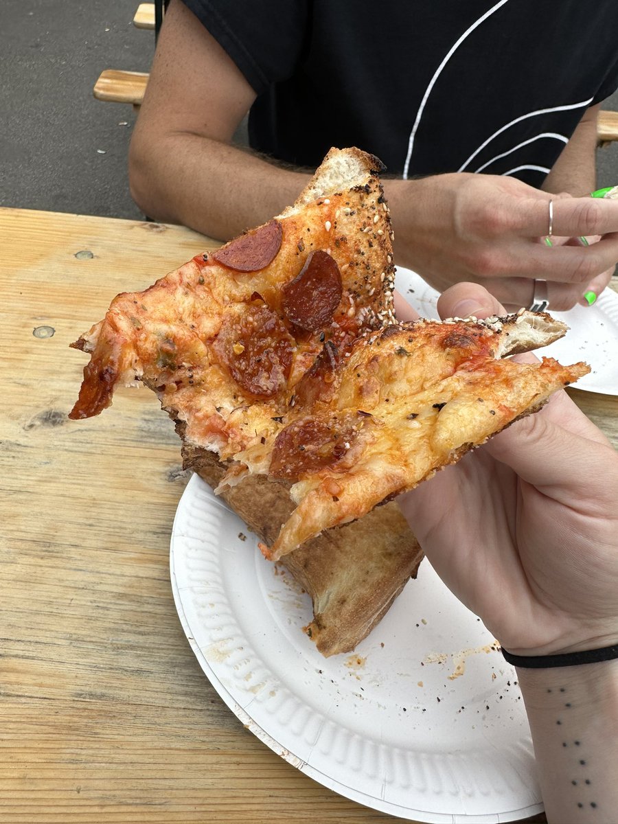 RealDeal's tweet image. The long-awaited sequel just dropped with a guest judge. 

TLDR; the best bites of this sandwich crawl were from an NY-style pizza slice stand. 

Today included deeply serious rating debate, a cookie, accidental instagram likes, &amp;amp; giggles. I spilled every single bite on my jeans