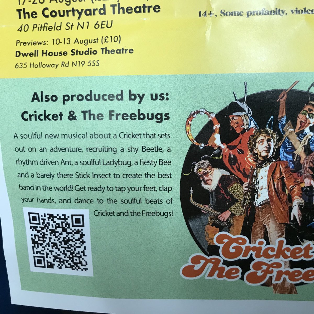 Cricket and The Freebugs! Loved this show! For little and big kids. You will leave feeling joyous 😀 ⁦@CamdenFringe⁩