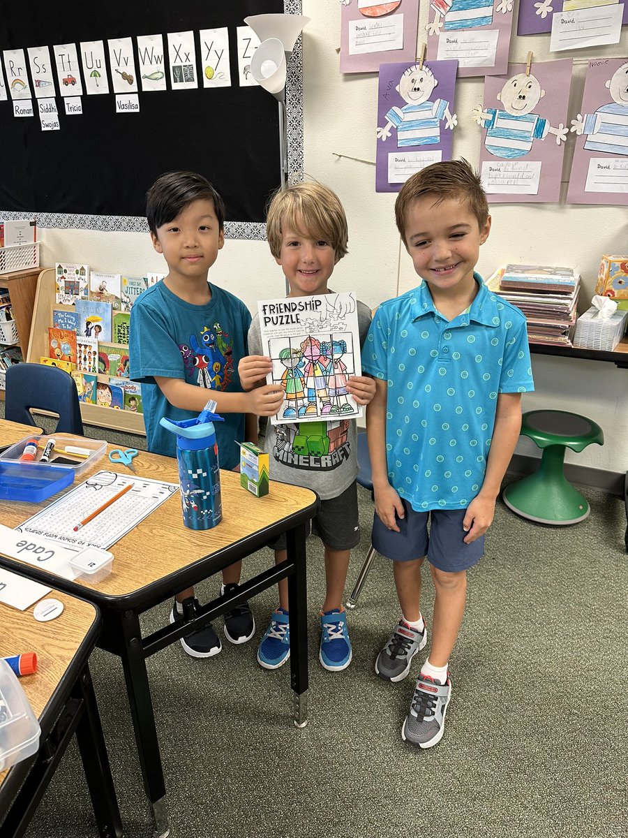 Friendship puzzles to build classroom community!!  It was a great first week in first grade <a href="/McSpeddenES/">McSpeddenES</a> ✏️📚🍎