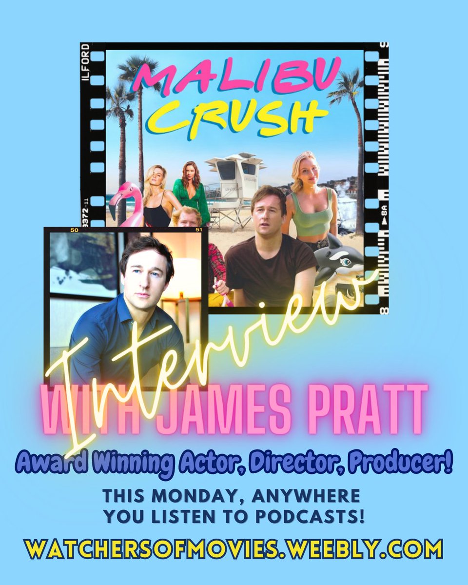 watwompodcast's tweet photo. We got to interview the awesome @JamesPratt7 on a new episode, this Monday!
#wearethewatchersofmoviespodcast #malibucrush #writersstrike #jamespratt #director #actor #producer #movies #moviereview #moviespodcast #comedypodcast #entertainmentpodcast https://t.co/z4WbFUotk7