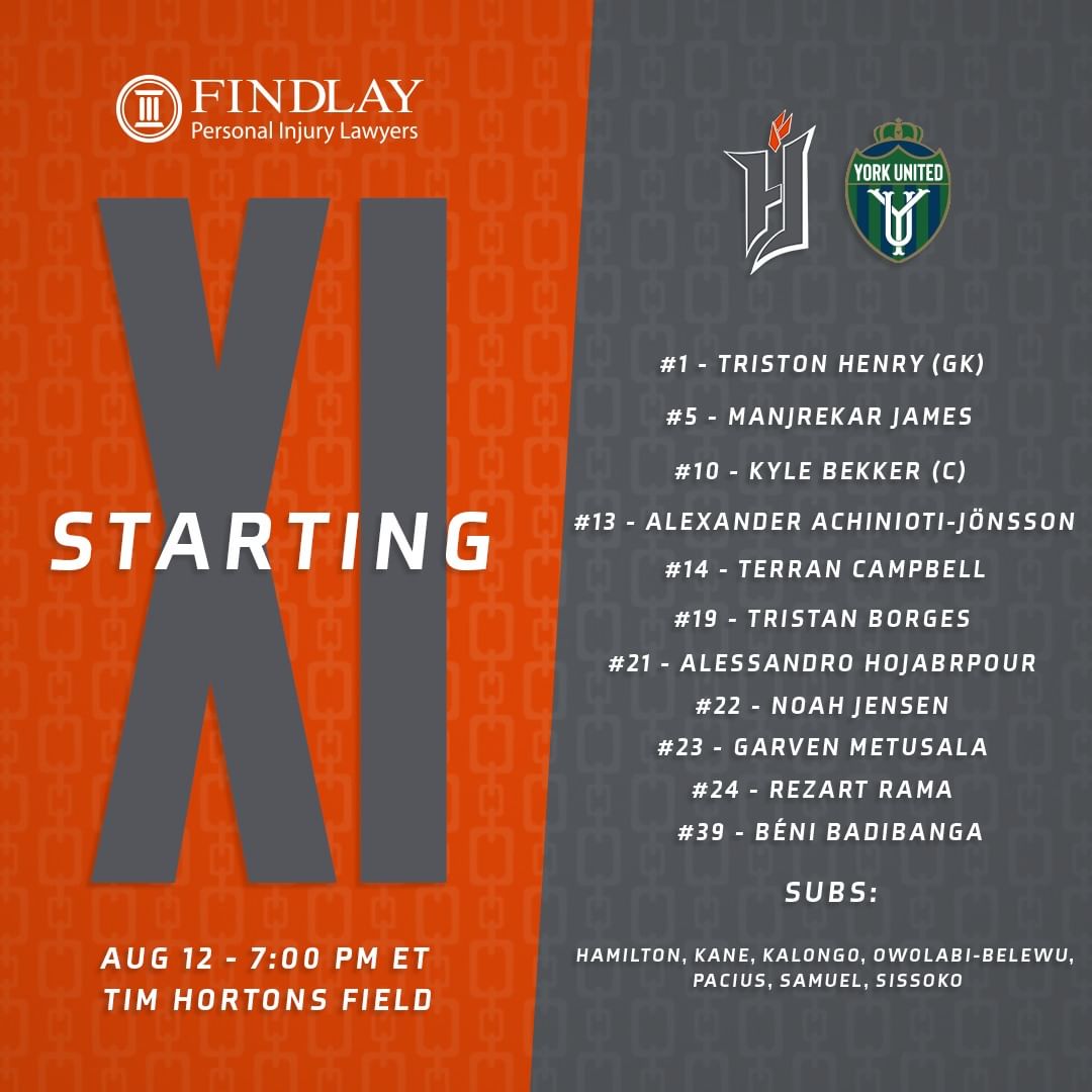 CA_AtHome's tweet photo. 🇨🇦 CanPL
A Saturday night clash in the 905, as @ForgeFCHamilton get set to host neighbours @yorkutdfc in the second match of the afternoon!
#ForgeFC and #WeAreUnited team news is in at Tim Hortons Field:
⏰: 7pm ET
📺: @onesoccer @fuboTV
#FORvYRK | #CanPL https://t.co/FDv2QV5b1A