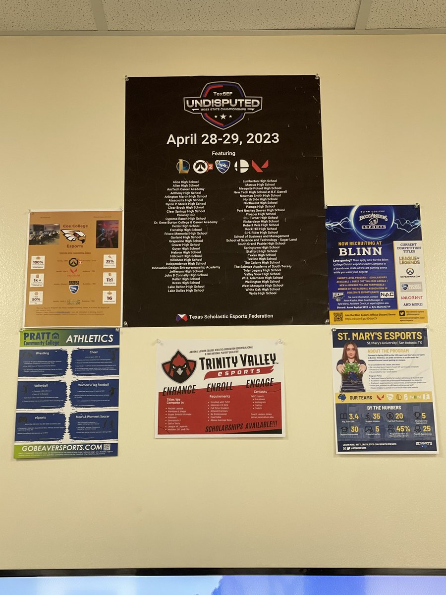 NSHSeSports's tweet photo. #eSports wall coming alongโฆ
Coaches if you want your programs info on our wall DM coach for mailing info.
#TexSEF ##College #University #JUCO https://t.co/RYNvfWaOa1