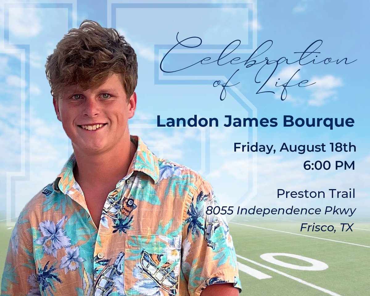 Come Celebrate the Life of Landon Bourque! A beloved Coyote taken from us too soon. “Once a Coyote Always a Coyote” #LLL15
<a href="/Friscoisdsports/">Official Frisco ISD Sports</a> <a href="/Coyotes_Ath/">Frisco Heritage Athletics</a> <a href="/HHSCTC/">HHSCTC</a> <a href="/HHSCoyotes/">Heritage High School</a> <a href="/FriscoFB/">Frisco Football</a> <a href="/HHS_Coyote_FB/">Heritage Coyote Football</a> <a href="/mlynnz3/">Michelle Lynn Z</a>  
gofund.me/5602438d