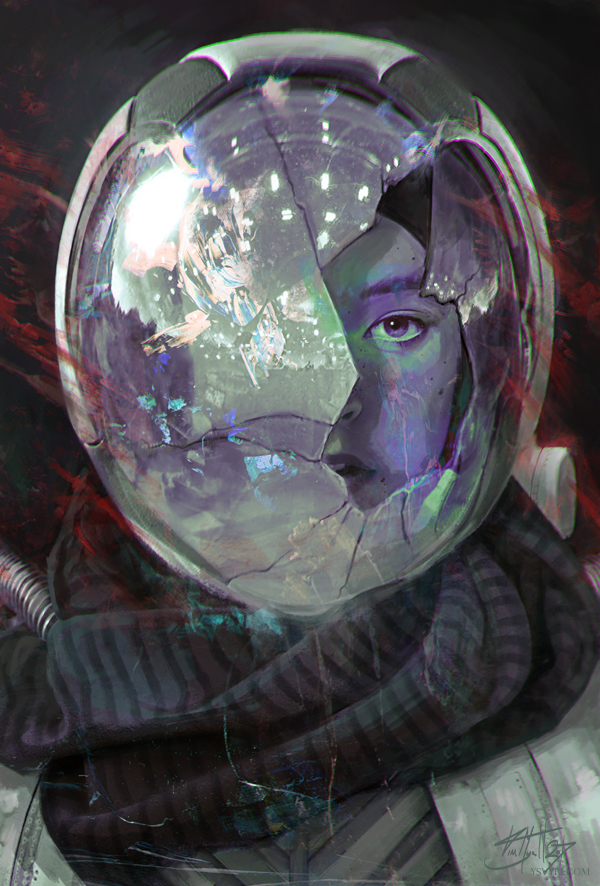 reflection spacesuit solo space helmet looking at viewer mole signature  illustration images