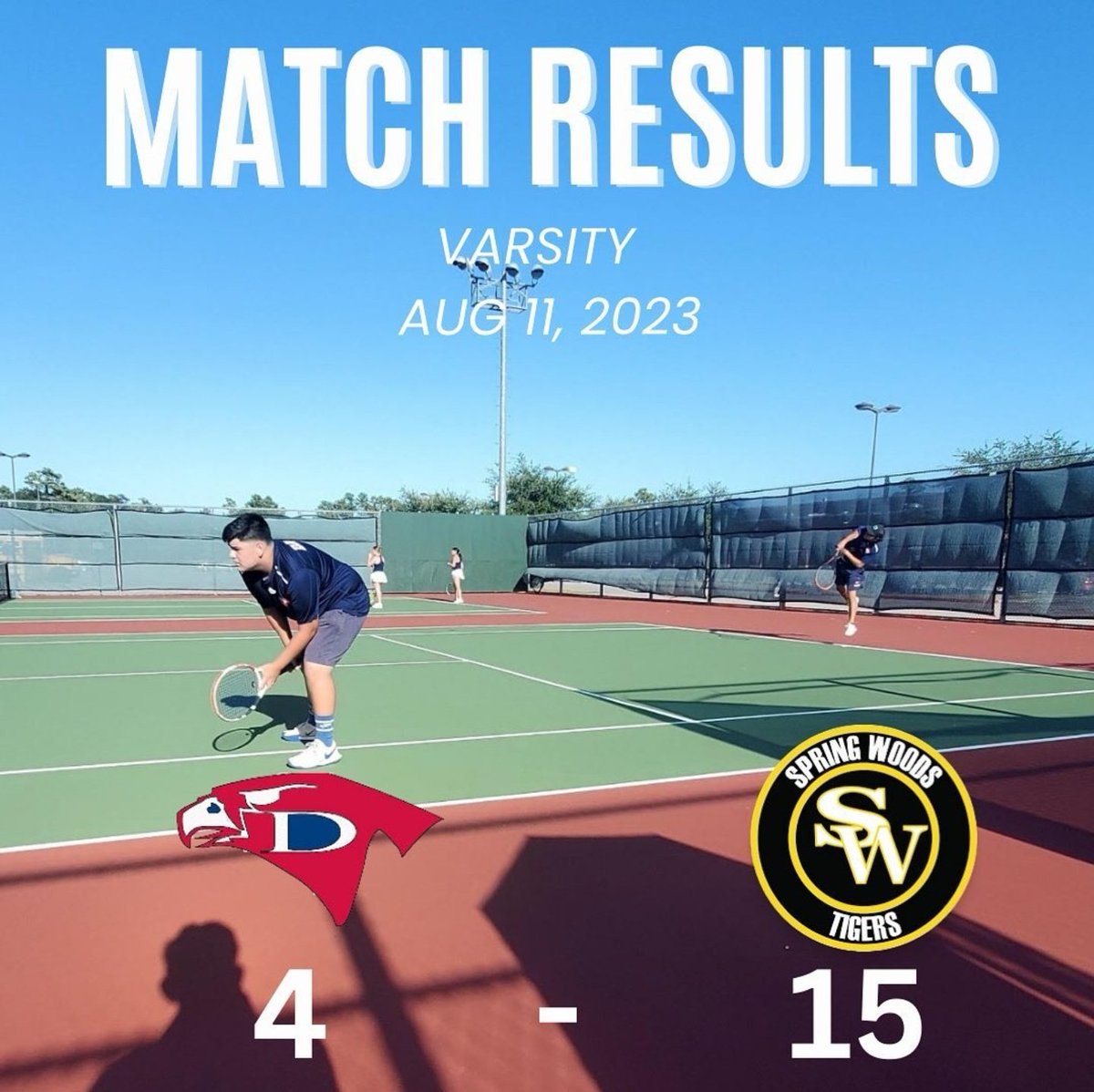 Davis Falcon Tennis is back!!! Varsity kicked off their season with a game against Spring Woods. 
It was great playing with the Tigers 
despite our overall loss, matches were competitive and a lot of them were well fought battles.