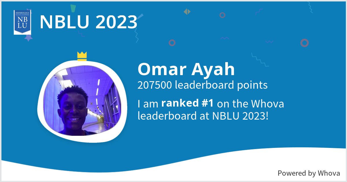 I ranked #1 on the Whova leaderboard at NBLU 2023! @NBLUniv - via #Whova event app