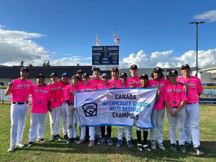 VanAsahi's tweet photo. Congratulations to Asahi players Theo Chow, Oliver Mukai, Nathan Phillips, Yohta Suzuki and Coach Moto Mukai in the South Vancouver Batallion for winning the Canadian Intermediate Little League Championship and representing Canada at the Intermediate Little League World Series. https://t.co/cJwICNvpzO