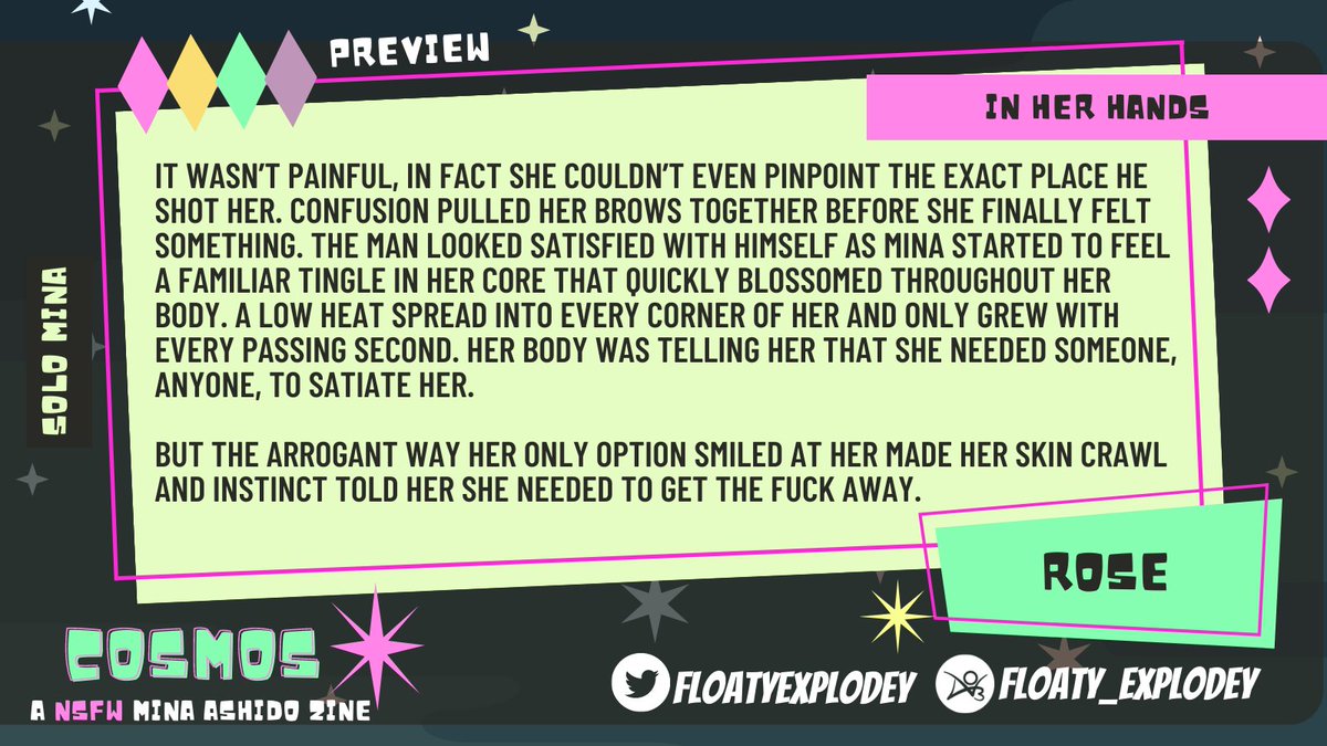 Did yall know that <a href="/StarburstZine/">💫 Starburst 💫 Zine Release 💖</a> and the NSFW add on Cosmos is FREE?? Download it now!!

Both of my pieces are in Cosmos if you're interested in checking them out. Here's the preview for a little Mina masturbation!

The zine: drive.google.com/drive/folders/…