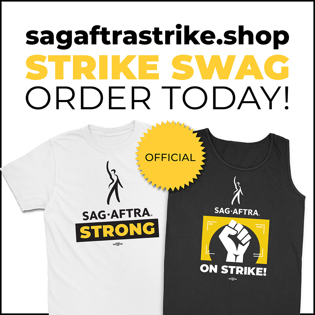 SAG-AFTRA (@sagaftra) on Twitter photo OFFICIAL #SAGAFTRAstrike tanks, mugs, tote bags and tees are now available! For every item purchased, $5 will be donated to the <a href="/sagaftraFOUND/">SAG-AFTRA Foundation</a> Emergency Financial Assistance Program. #SAGAFTRAstrong! ✊
Visit sagaftrastrike.shop and get your merch now! OFFICIAL #SAGAFTRAstrike tanks, mugs, tote bags and tees are now available! For every item purchased, $5 will be donated to the <a href="/sagaftraFOUND/">SAG-AFTRA Foundation</a> Emergency Financial Assistance Program. #SAGAFTRAstrong! ✊
Visit sagaftrastrike.shop and get your merch now!
