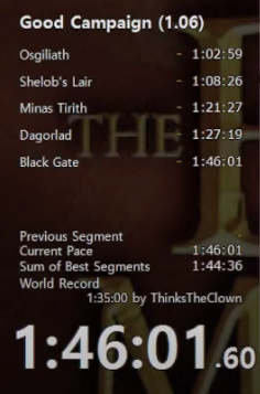 pjdarkness_'s tweet photo. 11 minutes short of the WR holder, but I did get 7min shaven off of my PB.

Here's to progress!

#speedrun #pb #bfme #lotr #LordOfTheRings #speedrunner #speedrunning #gaming https://t.co/3tPRMbZk5a