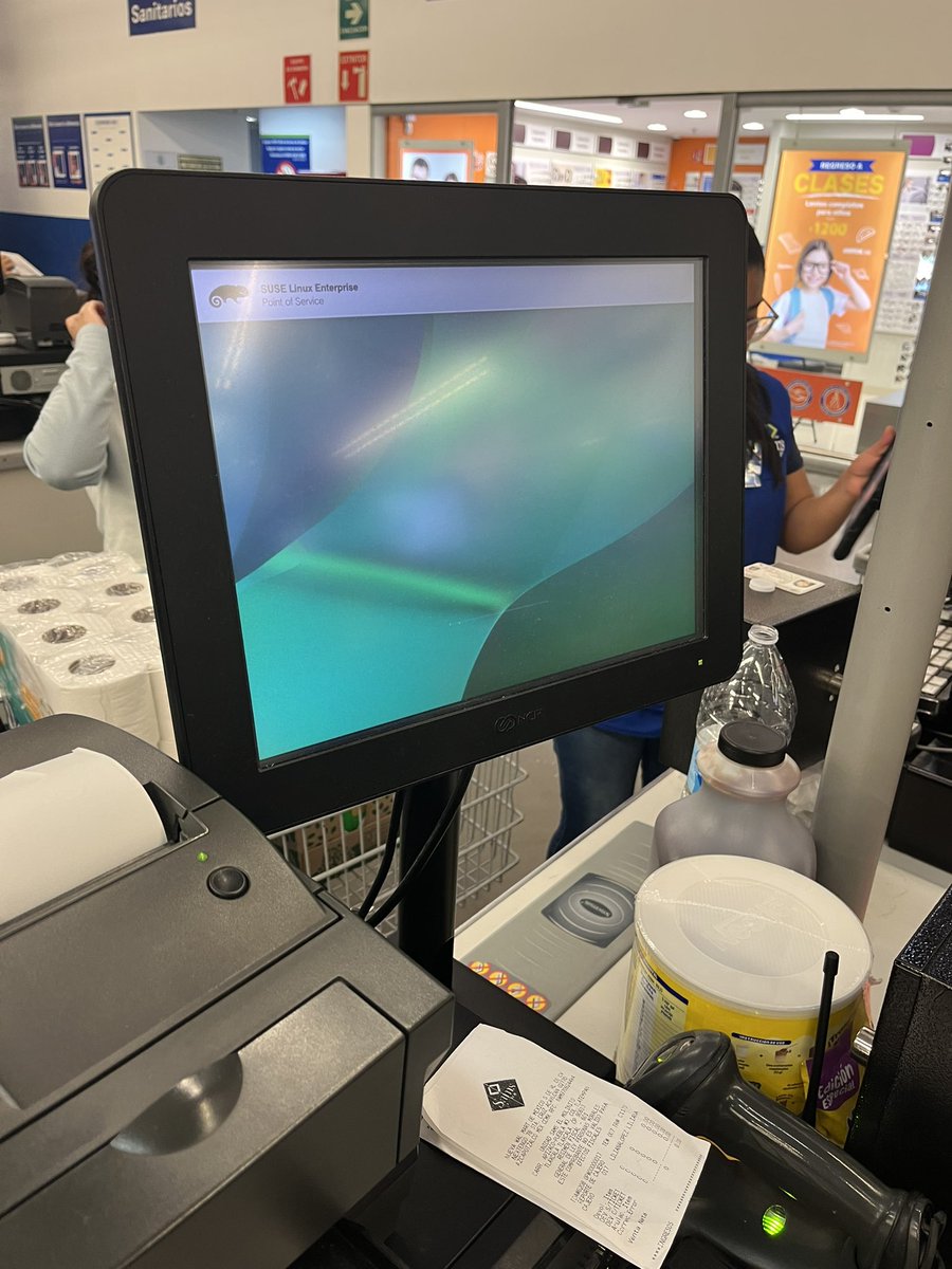 MxinTech's tweet photo. Que veo? Que veo? Open suse en terminales de cobro de Sam’s #linux https://t.co/ZbZ6okkdqW