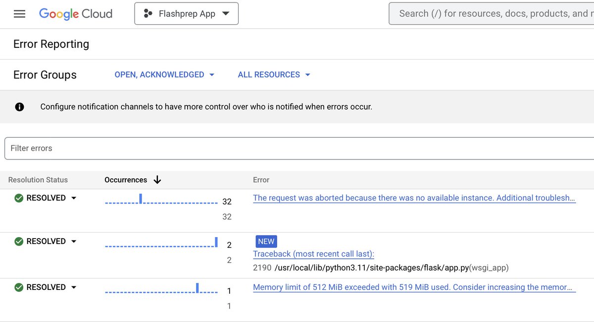nicoritschel's tweet photo. Two examples of where I have been thrilled with GCP
- Built in error monitoring automatically instrumenting both my app &amp; infra, no 3rd party service 
- Logging is amazing compared to Cloudwatch Logging. Native structured logging support too https://t.co/9rZasHtBe2