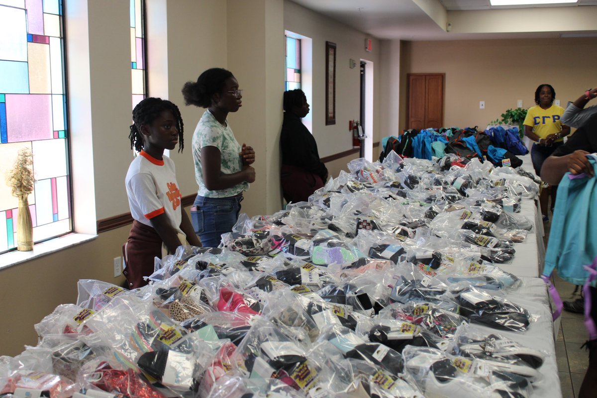 MsBrownJHS's tweet photo. Thank you @VanAyresHCPS and @HCPSBoard for supporting the Lambda Theta Sigma chapter of Sigma Gamma Rho Sorority, Inc. &amp; Allen Temple AME’s back to school bash! We provided 100s of brand new shoes and school supplies to families. https://t.co/epEX7PJG9P