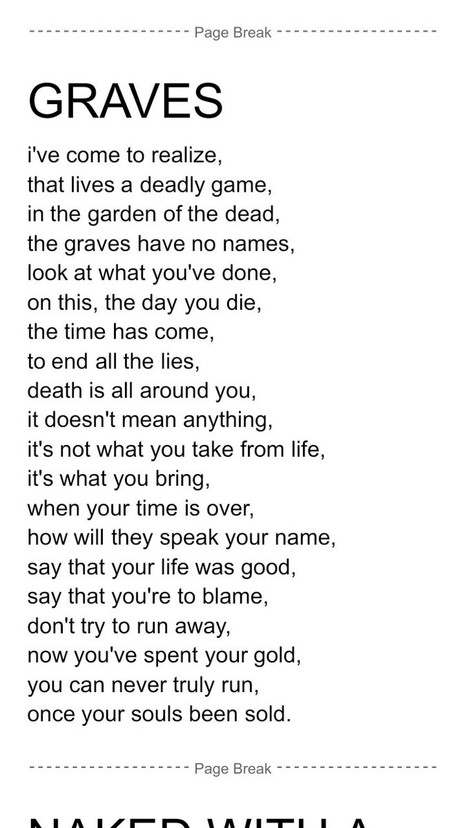 tfburkepoetry's tweet photo. "GRAVES" by T.F. Burke!

#poetrycommunity #poetry #musician #guitarist #lyrics #writer #love #hate #beauty #funny #catpics #tfburke #inferredimplications https://t.co/0RoXHYm0gI