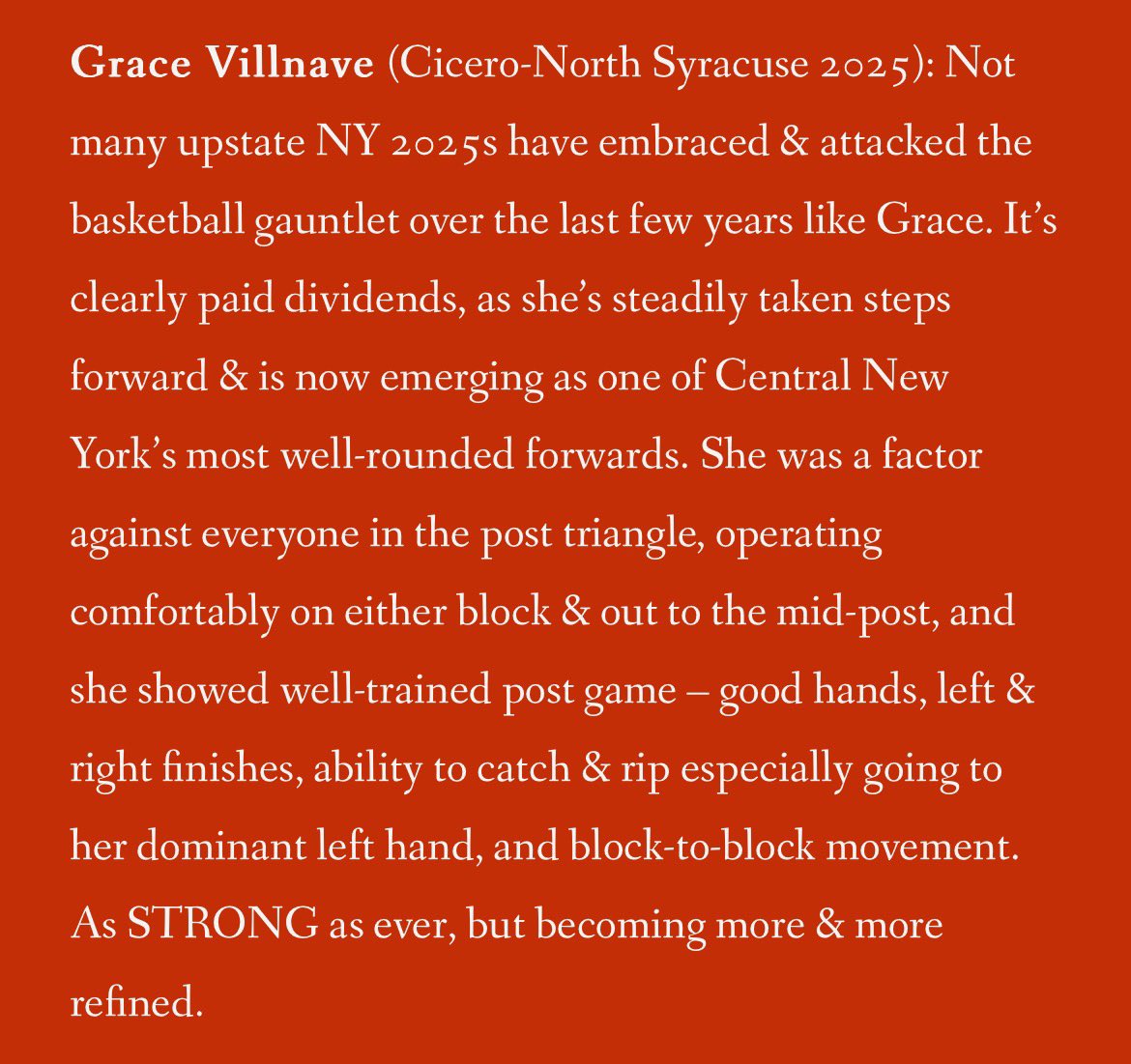 Grace Villnave (@graceballer15) on Twitter photo Thank you Jeff for the kind words. It truly means a lot to me! We appreciate your continued coverage of girls basketball! <a href="/NYSTakeover/">Empire State Takeover</a> Thank you Jeff for the kind words. It truly means a lot to me! We appreciate your continued coverage of girls basketball! <a href="/NYSTakeover/">Empire State Takeover</a>
