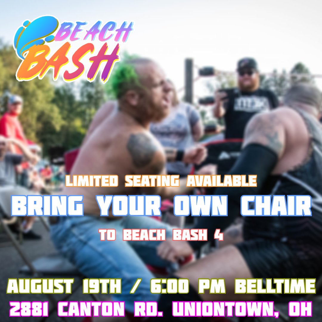 If you are coming to Beach Bash 4, be warned that there is limited seating available. He highly encourage our fans to bring their own chair so they can not only have a guaranteed seat, but will also be as comfortable as they want! We can't wait to see all of you tomorrow!