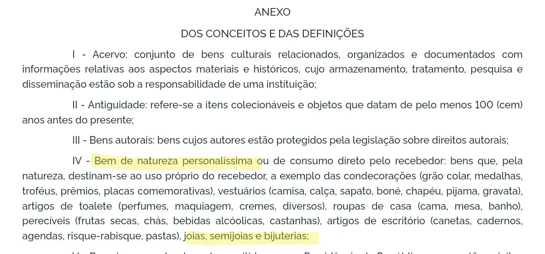 saritacoelho's tweet photo. A Portaria n° 59, de 8 de novembro de 2018, que estava em vigor quando do recebimento das joias da Arábia Saudita, define como "bem de natureza personalíssima" vários itens, entre os quais "joias, semijoias e bijuterias". Ela é posterior ao acórdão do TCU de 2016. https://t.co/65OAuh018d