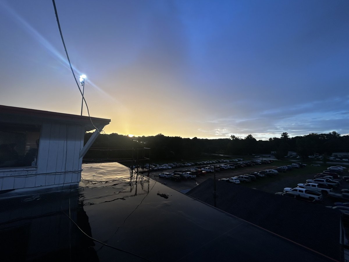 Skies are clearing and track drying has begun. Racing soon!