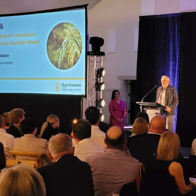 It was a big couple of days last week with Griffith hosting the 2023 Aus Rice Growers' conference. Congratulations to the Sunrice Grower of the Year Award winners Robert and April Andreazza, pictured with Laurie Arthur, Chair of Sunrice.