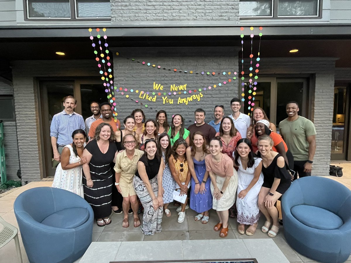 Our annual division party & award ceremony (held at @KrisRehm’s amazing backyard) was a huge success! Don’t mind the banner… we also wished @dwillmd a happy retirement from being Division Director 🙃. The best work family! We’re all here to bring out the best in each other 🥰.