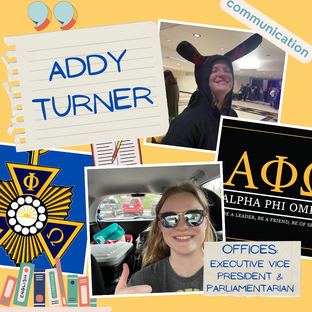 Introducing our new Executive Vice President (EVP) and Parliamentarian, Addy Turner!

For information about our organization please contact Maggie_camp2@mymail.eku.edu