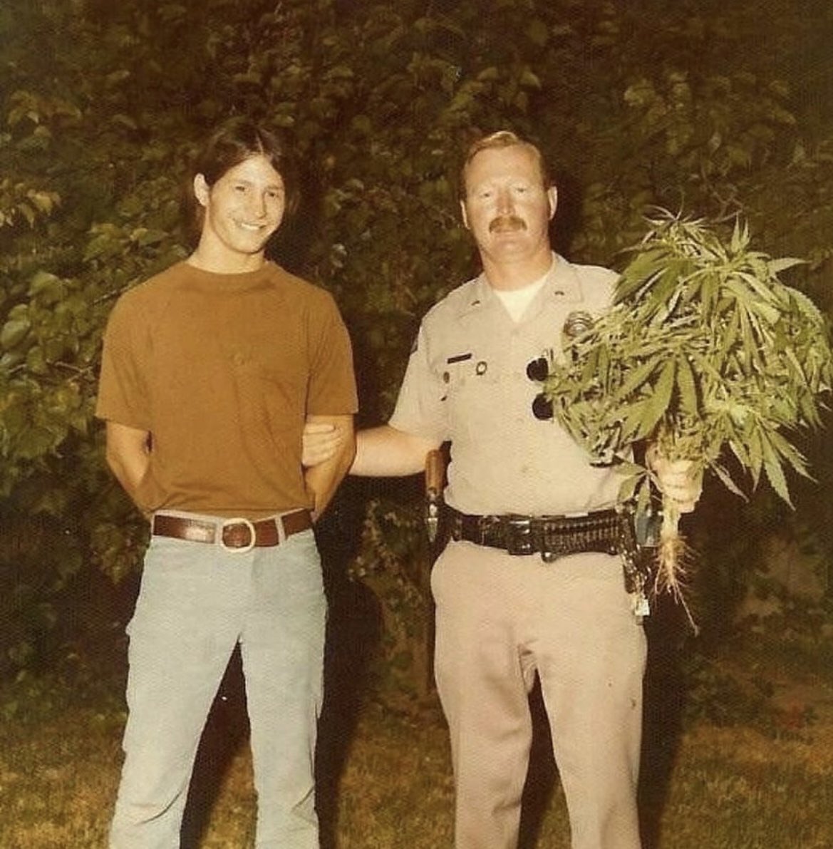 A man gets arrested for growing marijuana in the 1970s.