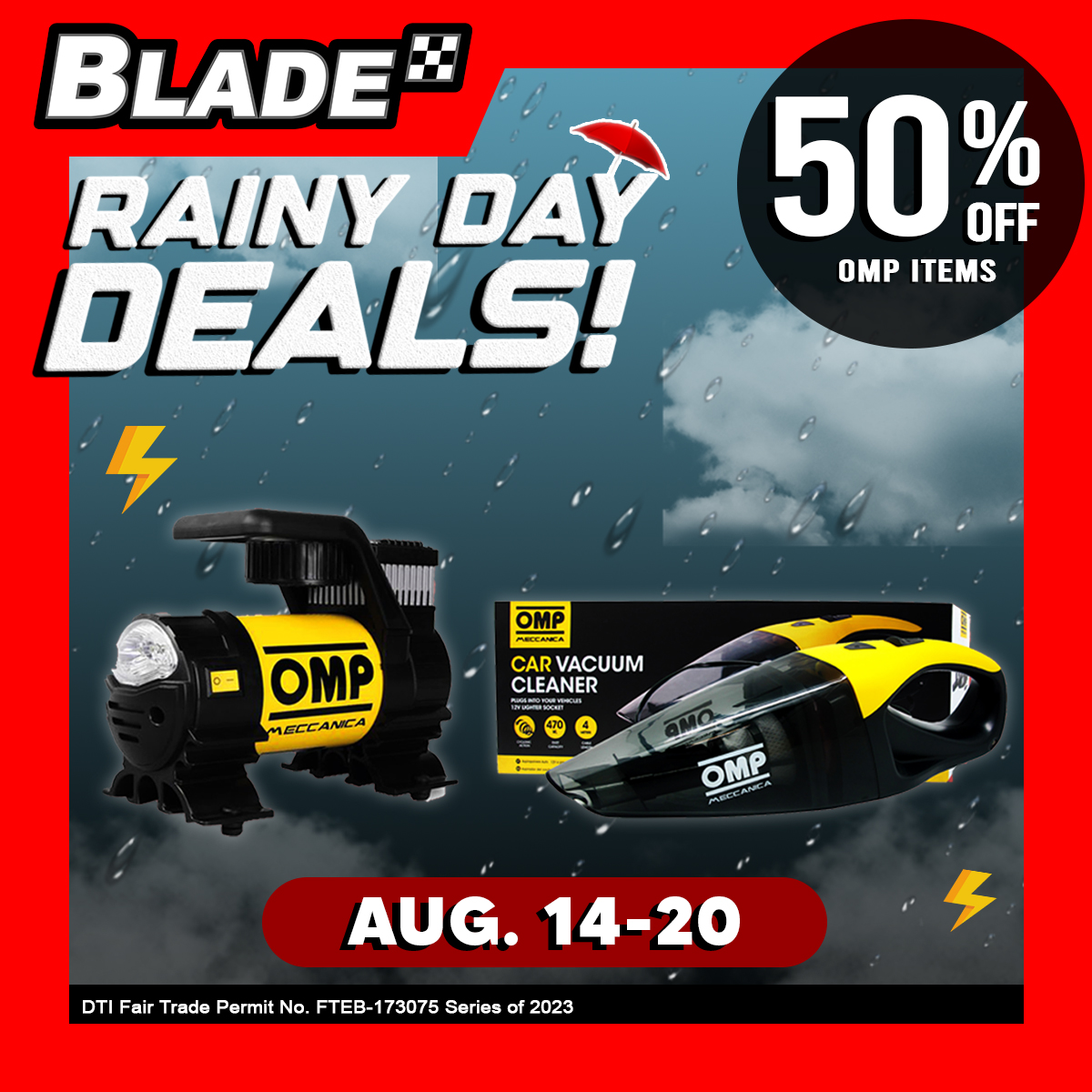 lookosale's tweet image. Up to 50% OFF on a wide range of Car/Motorcycle Accessories this August 14-20, 2023! 🌧️
#itsBladeitsBetter #BladePH #looksale #lookosale 💯
 
lookosale.com/deals/blade-ra…
