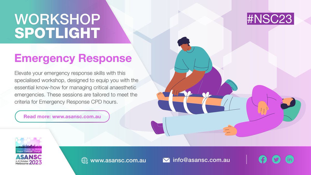 With mornings free of lectures, you can personalise your #NSC23 experience with workshops that align with your professional growth and CPD requirements, such as the Emergency Response Workshop. View the full workshop program and register here: asansc.com.au