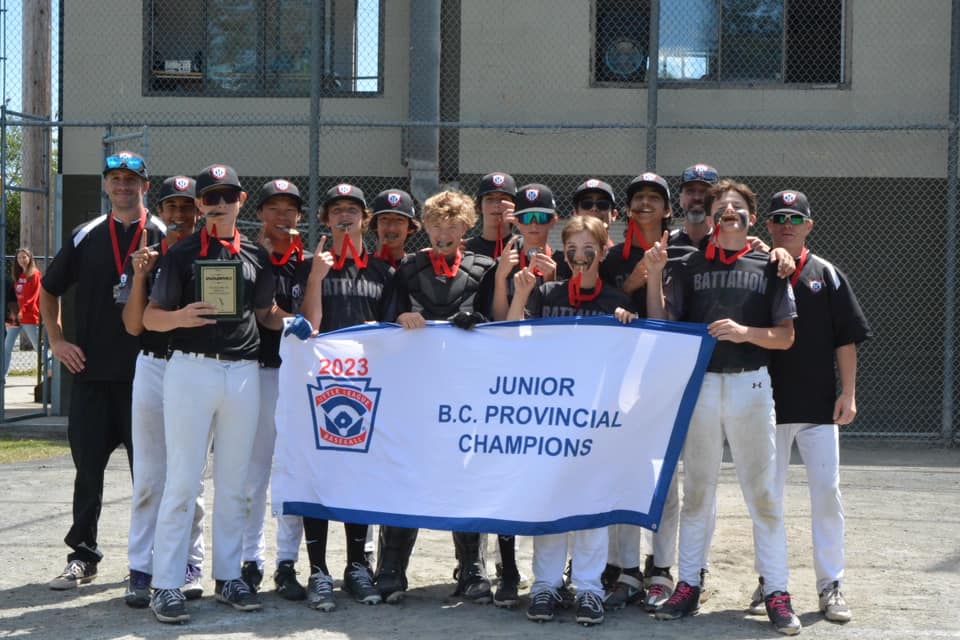 VanAsahi's tweet photo. Congratulations to Asahi players Matias (Akito) de Waal and Jaden Lee, and the South Vancouver Battalion who are the 2023 Little League Junior BC Provincial Champions. They return to Lethbridge, Alberta for the Junior Nationals. https://t.co/tyYIETcDDN
