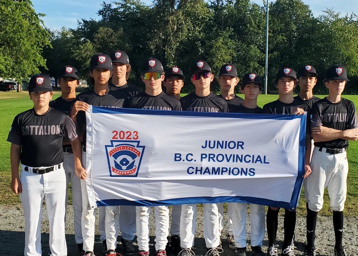 VanAsahi's tweet photo. Congratulations to Asahi players Matias (Akito) de Waal and Jaden Lee, and the South Vancouver Battalion who are the 2023 Little League Junior BC Provincial Champions. They return to Lethbridge, Alberta for the Junior Nationals. https://t.co/tyYIETcDDN