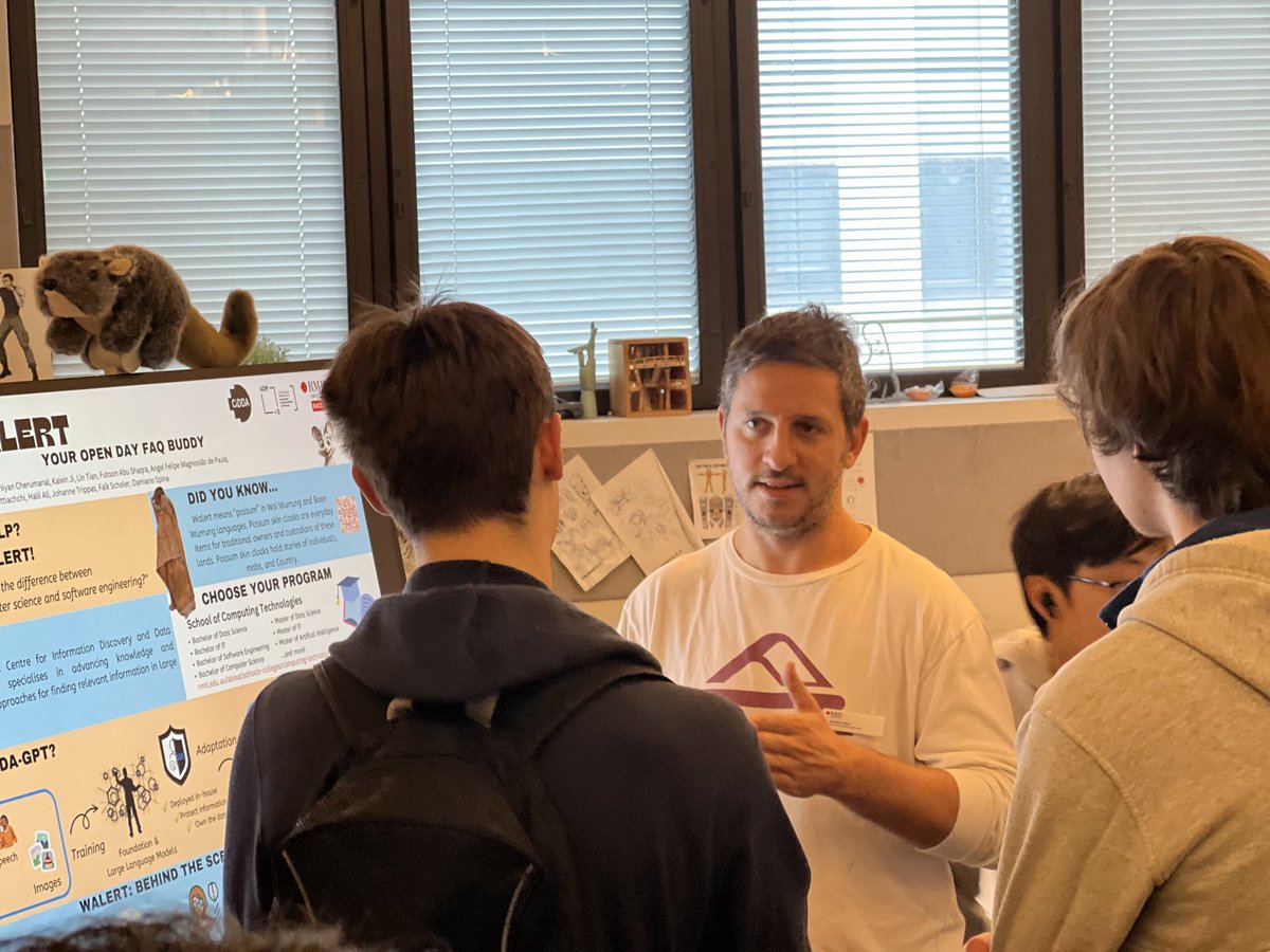 rmit_cidda's tweet photo. @RMIT #NextFest#OpenDay is on!
Come to Building 14, Level 11, Room 36 to talk to our chatbot #Walert!
@RMITComputing @AdmsCentre @rmit_cidda https://t.co/8ucreGtI0W