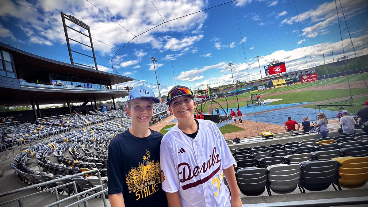 CarverCoGuy's tweet photo. “B” insisted on wearing his @LKeaschall @ASU_Baseball jersey to the @StPaulSaints game tonight. Said he can’t wait until #32 makes his way to St. Paul, and later to the @Twins  #SunDevilFam 🔱 https://t.co/S2lSRSKiOy
