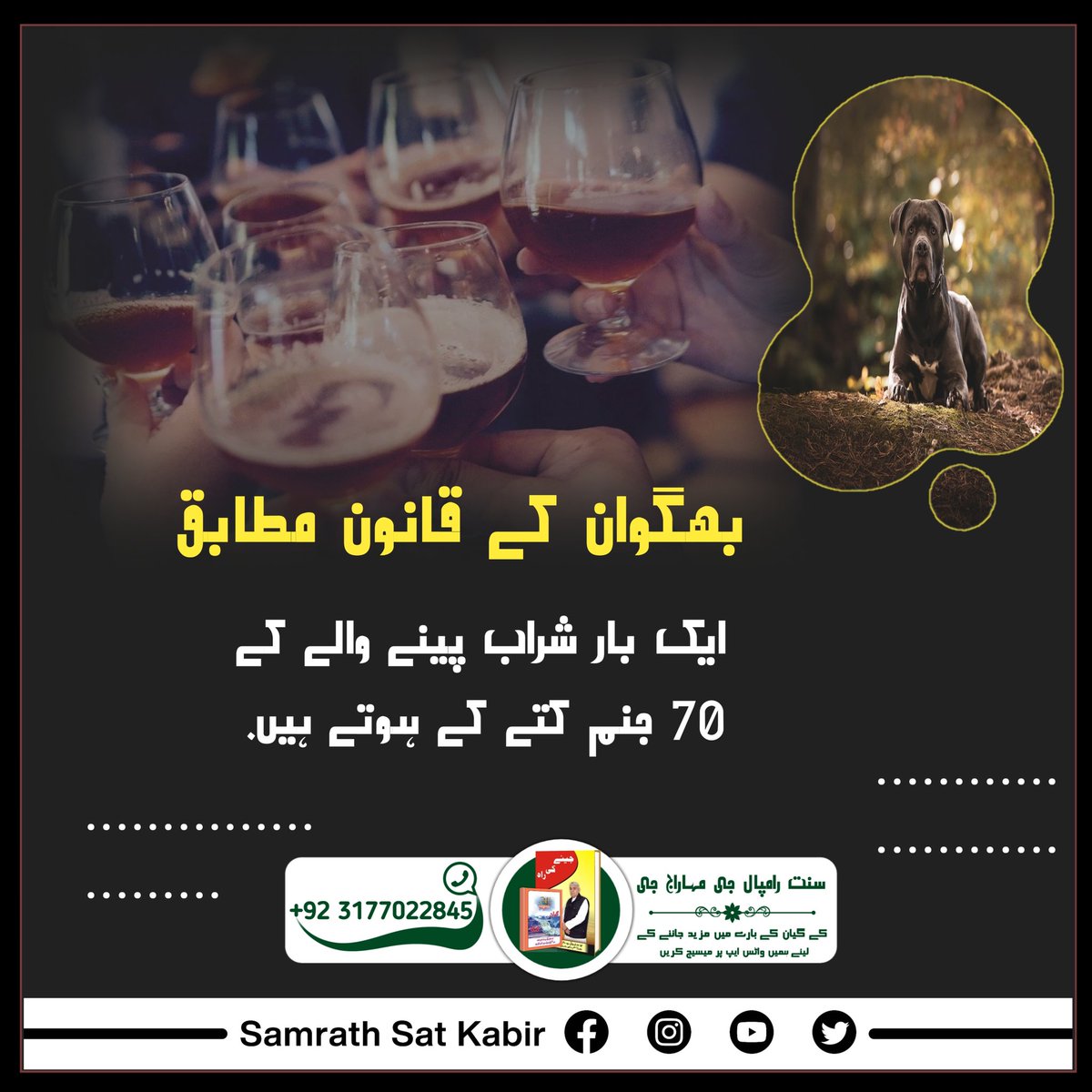 #SayNoToAlcohol
شراب پینے والے کا جسم بیماریوں کی کھان بن جاتا ہے، جِس وجہ سے اُس کے خاندان کو اُس کے نشے اور بیماریوں پر خرچ کی وجہ سے دوہری مار پڑتی ہے۔
Must read Gyan Ganga Book
