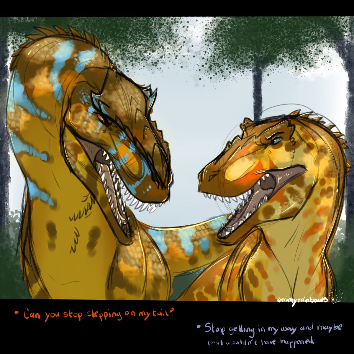 mintyrainbow15's tweet photo. my two terror rexes (gigarexhybrid) 
siblings arguing with each other. https://t.co/0sL7LE5ccY
