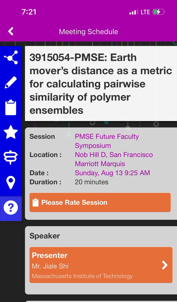 Excited to share my postdoc work with @olsenlabmit  @MITChemE  and Debra Audus @NIST  on “Earth mover’s distance as a metric for calculating pairwise similarity of polymer ensembles” @acspmse #FutureFaculty #ACSFall2023
Sunday 9:25 am, Nob Hill D - Marriott Marquis