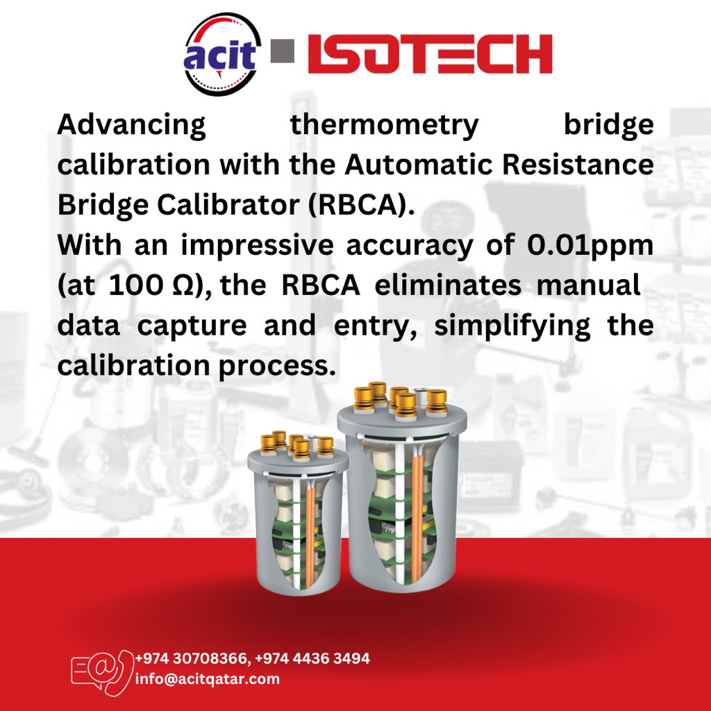 QatarAcit's tweet image. Advancing thermometry bridge calibration with the Automatic Resistance Bridge Calibrator (RBCA).

#isotech #RBC #Innovation #ThermomteryBridge #Temperature #Calibration #METROLOGY #acitqatar #teamacit #acit #qatar
