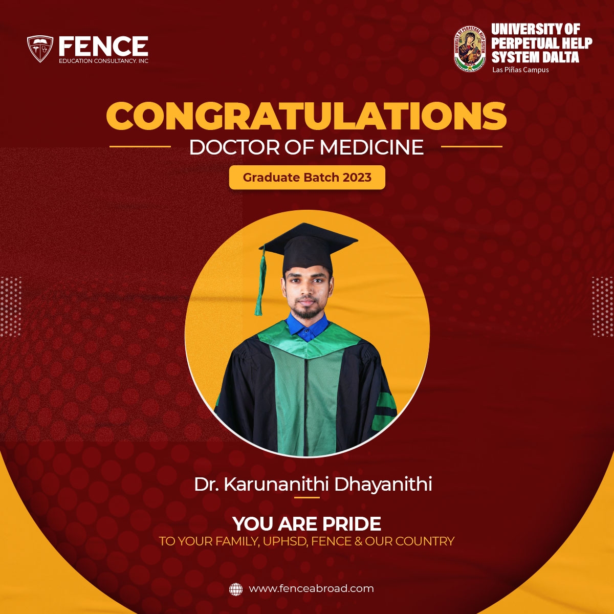 fence_education's tweet photo. Congratulations Doctor of Medicine Graduates - 2023.... Wish you all Success.....
.
.
#uphsdgraduation #mbbsgraduation #mbbsinphilippines #mbbsinabroad #studymbbsinphilippines #studyabroad #studyinphilippines #mbbsadmission2023 #studymbbsinabroad #uphsd #fenceeducationconsultancy https://t.co/OKOVvgX2WL