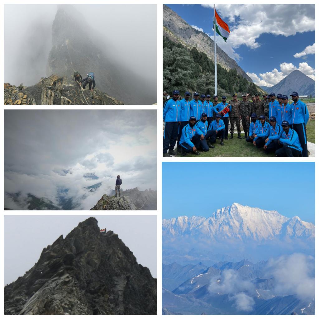 adgpi's tweet photo. To commemorate #AmritMahotsav, a daring team of 15 climbers from the #IndianArmy scaled the peak of #VajrTop, standing at an altitude of above 18000 feet and unfurled the #NationalFlag. The expedition is a testimony to the spirit of patriotism, mountaineering skills and sense of adventure of the #IndianArmy.

#Adventure
#IndianArmy
