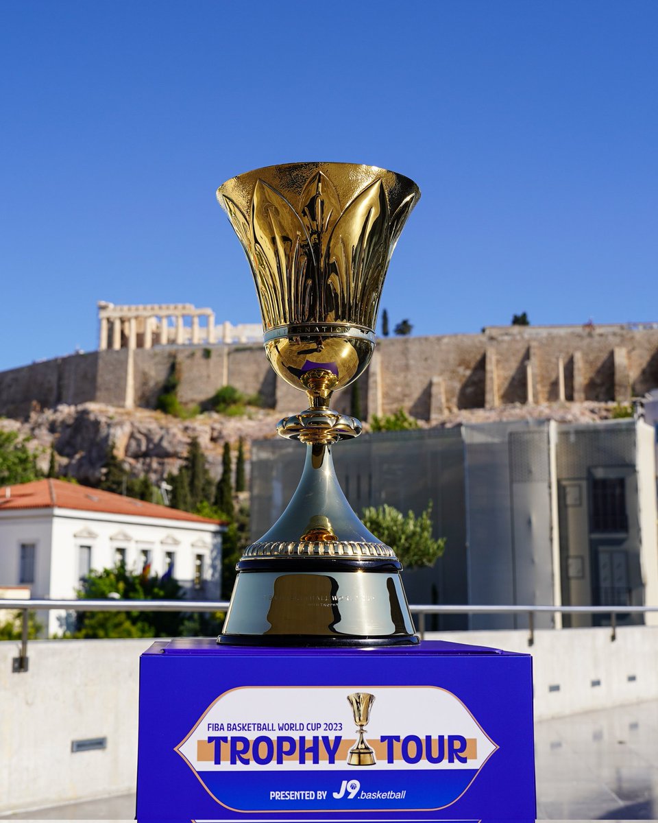 The Naismith  Trophy  at a World Heritage site in Greece. 
#FIBAWC x #NaismithTrophyTour🏆