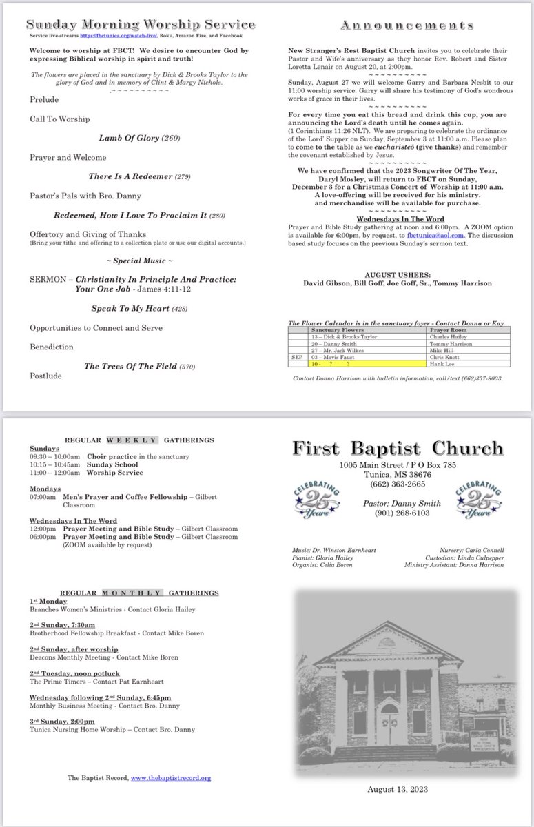 FBCTunicaMS's tweet photo. Tune in on Sunday at 11 for worship and the word as we prepare to go forth to work and witness to our faith.  There is a place for you in the sanctuary and our streaming platforms. https://t.co/1PnXTk19uL