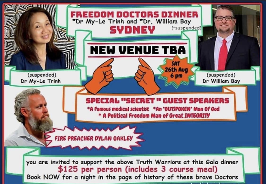 Come and join us on 26 August 2023! 

Booking 👇👇👇
riseupaustraliabrisbane.com/events-1/sydne…

<a href="/DrBillyBay/">The Victorious 🏆 Dr William Bay🥼</a> 
<a href="/dragonfishy/">Paul Oosterhuis 🐭</a> 
<a href="/FreedomHAV/">Freedom Has A Voice - Dylan Oakley</a> 
<a href="/cafelockdout/">Cafe Locked Out On The Road</a> 
<a href="/cafelockedout/">Cafe Locked Out</a> 
<a href="/drmelissamccann/">DrMelissaMcCann</a> 
<a href="/EagleInner/">InnerEagle</a>