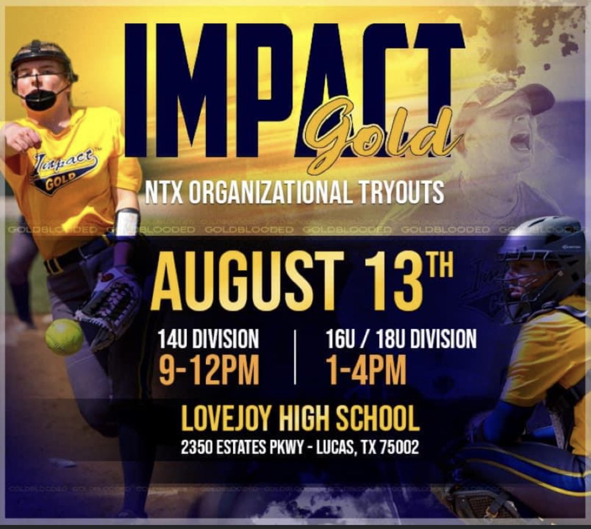 Tomorrow starts a new era as a premier team. We are  now Impact Gold Premier 16u Justiss.  Want to be part of this amazing and competitive team?  Join us tomorrow from 1-4 at Lovejoy High School.  Built on Purpose: Ownership*Relationships*Leadership #betheimpact