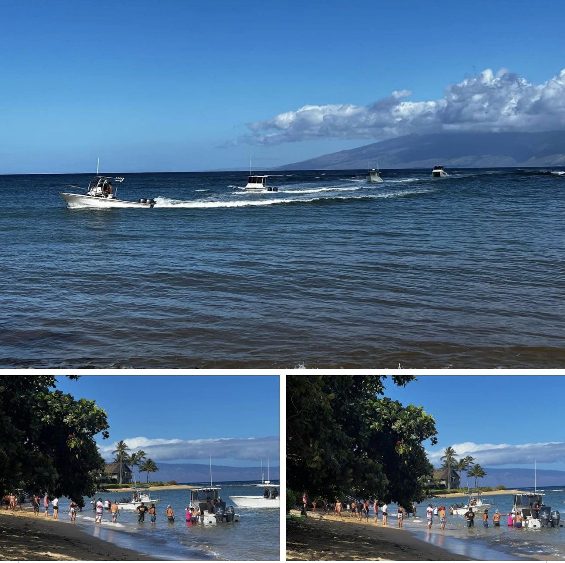 Our Moloka'i ‘ohana is arriving in Kahana with supplies right now. Boat after boat after boat … 

❤️🙏 #mauifires #hawaiistrong