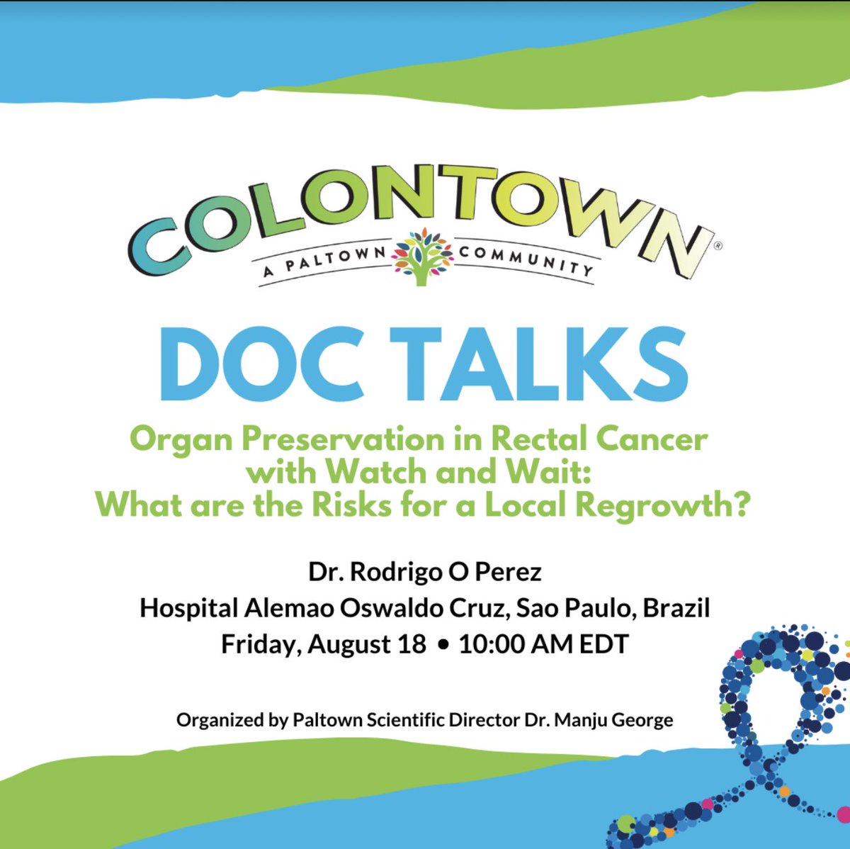#WatchandWait with active surveillance for locally advanced #rectalcancer is a 🔥topic in Rectalburgh.  

Everyone thinking about it wants to know the chance for local regrowth.  We have Dr @R_Perez_MD from
@hospitalalemao for a @colontown #DocTalk on it!👇
 See you there! #CRCSM