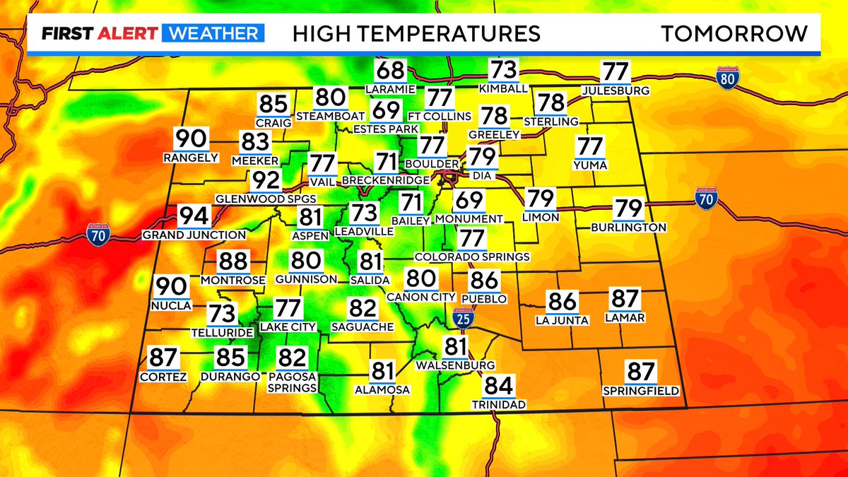 Cold front heading our way on Sunday! Temps running nearly 10 degrees below normal for this time of year. Enjoy the fall like weather. #cowx #4wx #FirstAlertwx @CBSNEWSCOLORADO