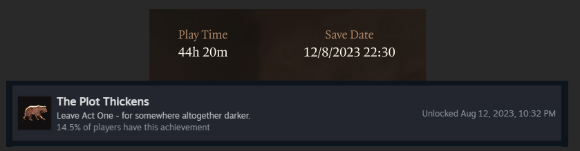 moving on to act 2 finally, only took 44 hours