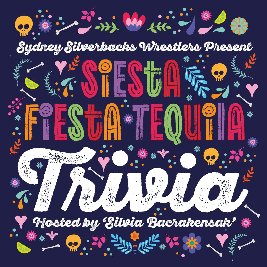 Join Silvia Bacrakensak and her wrestlers from the Sydney Silverbacks Wrestling Club for a fun afternoon of trivia. There are lots of antics, great games and prizes to be won!

Where:

Burdekin Hotel

Ground Floor, 2-4 Oxford St

Darlinghurst, NSW 2010

eventbrite.com.au/e/siesta-fiest…