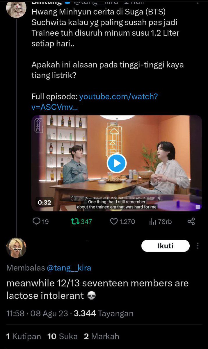 caratstalk's tweet photo. [17s] caratdeul aku baru tau 12/13 member lactose intolerant. ini yg 1 tuh siapa ya? pernah bilang dimana? https://t.co/QG2NFCnZfi