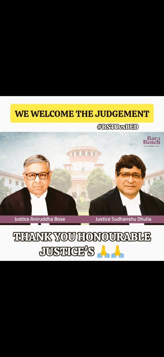 deepyv7's tweet photo. सुप्रीम कोर्ट फैसले के सम्मान में एक धन्यवाद तो सम्माननीय न्याय मूर्तियों का बनता है !!

💐💐👇

#BstcWelcomeScJudgement
@SCJudgments  @Shuklashyam01 
@MANISHK36269588 @aaru_180 @ms_priyanshiii @m73242914 @mukeshroyal_ @pagli7877 @Priyankabamni12 #BstcWelcomeScJudgement https://t.co/PtLAEJ3mEQ
