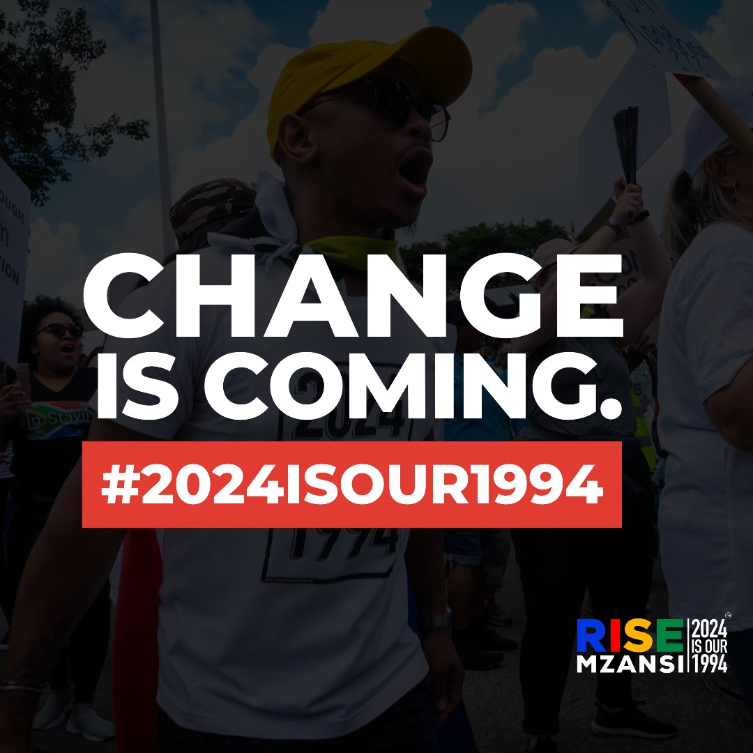 Change is coming. It's time to #RISEMzansi. 

Get involved today- risemzansi.org/get-involved

#2024isour1994